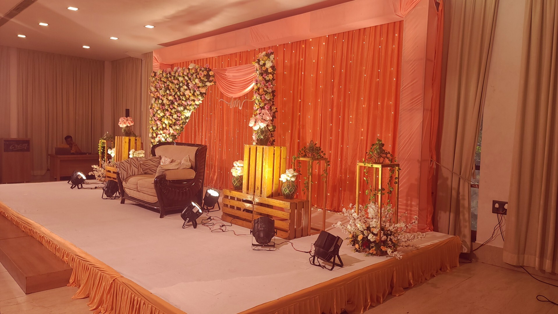 Stage decoration for engagement at Hotel Aram