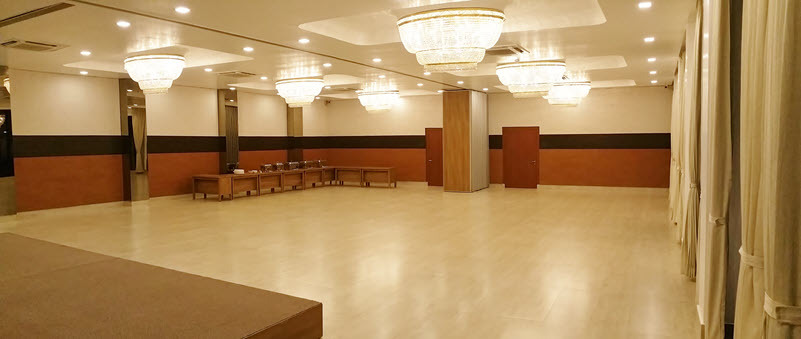 Crystal Hall setup for a social gathering