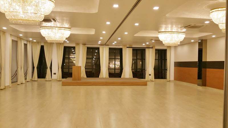Elegant event setup in Crystal Hall at Hotel Aram